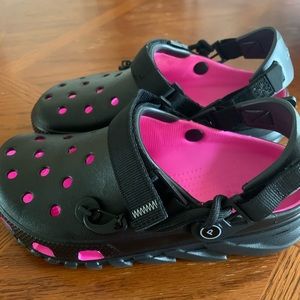 Post Malone black and pink Crocs